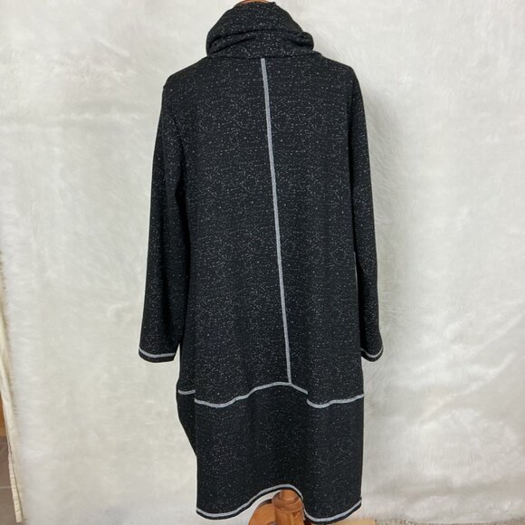 Moonlight Y & S Black White Long Sleeve Turtle Neck Stripe Pocket Patch Dress XL - Picture 5 of 8